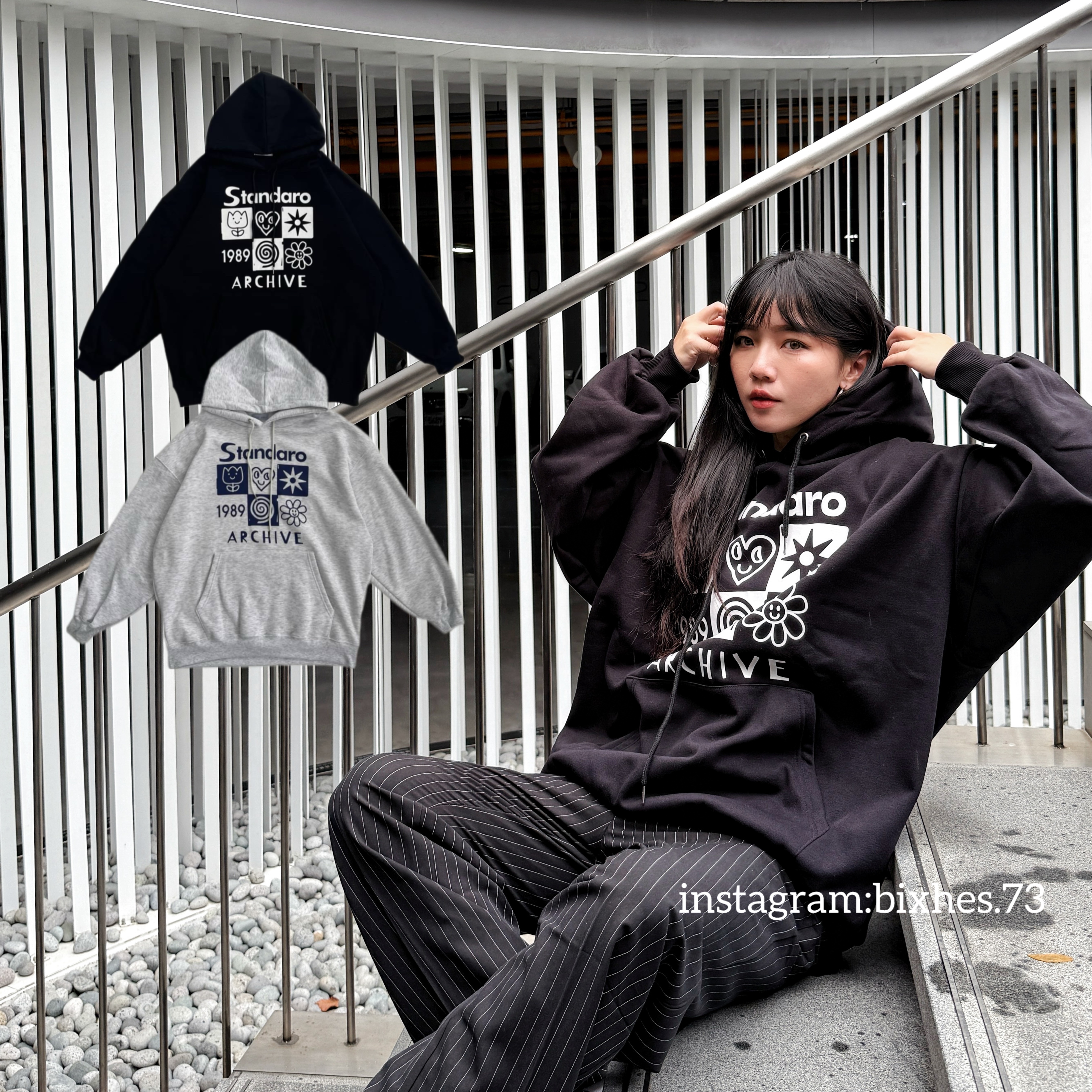 Standaro六格寬版帽T(B00100)