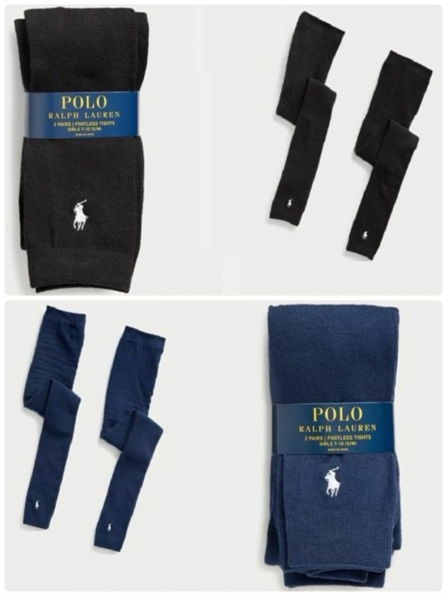 【預購】Polo Ralph Lauren G110455 女童黑色襪褲(2件組)