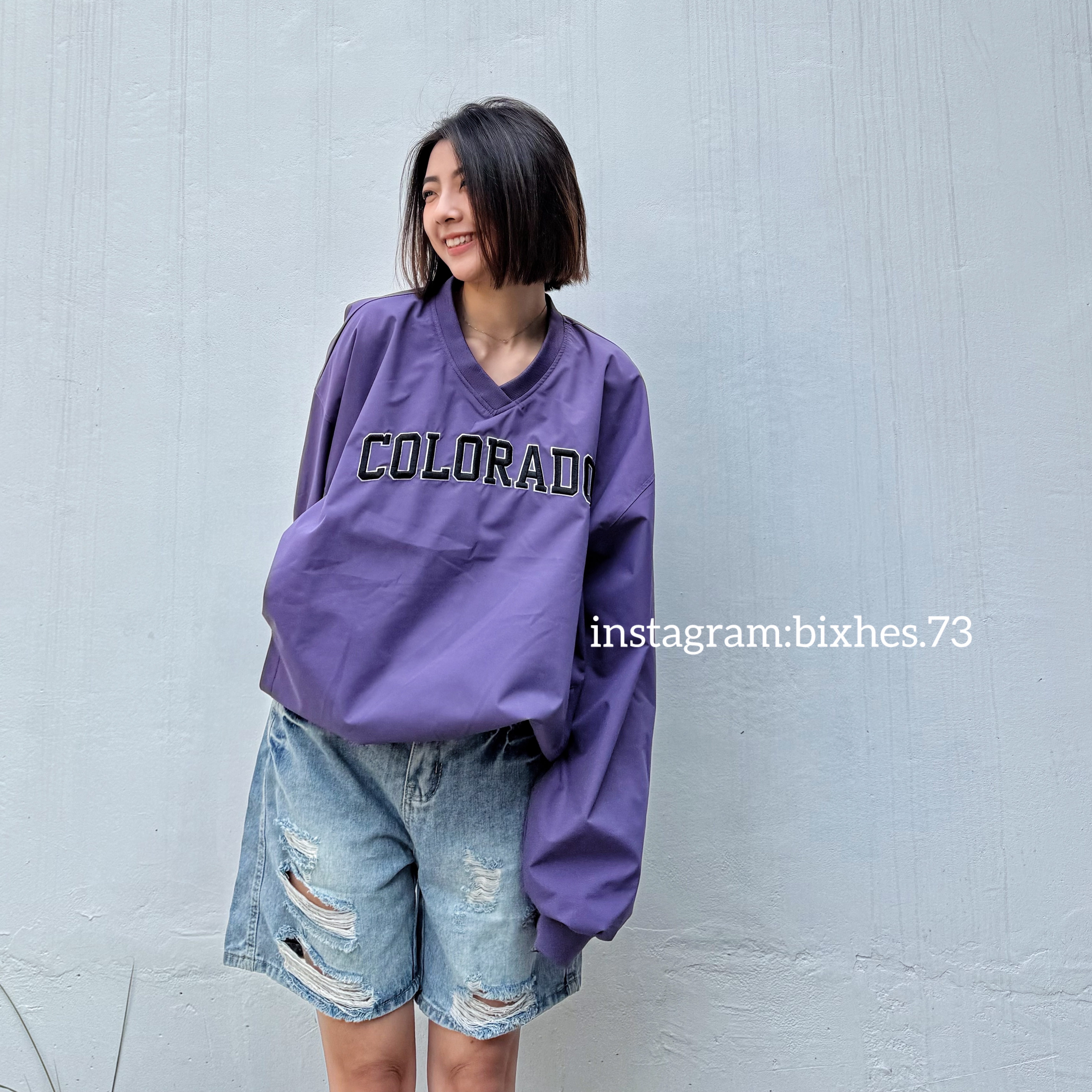 水洗刷破牛仔五分褲(E00029)