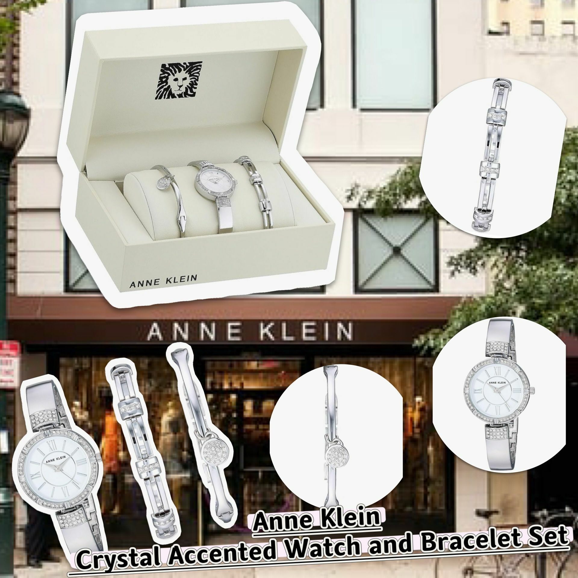 【現貨】Anne Klein Women's Premium G110423手錶手鏈套裝