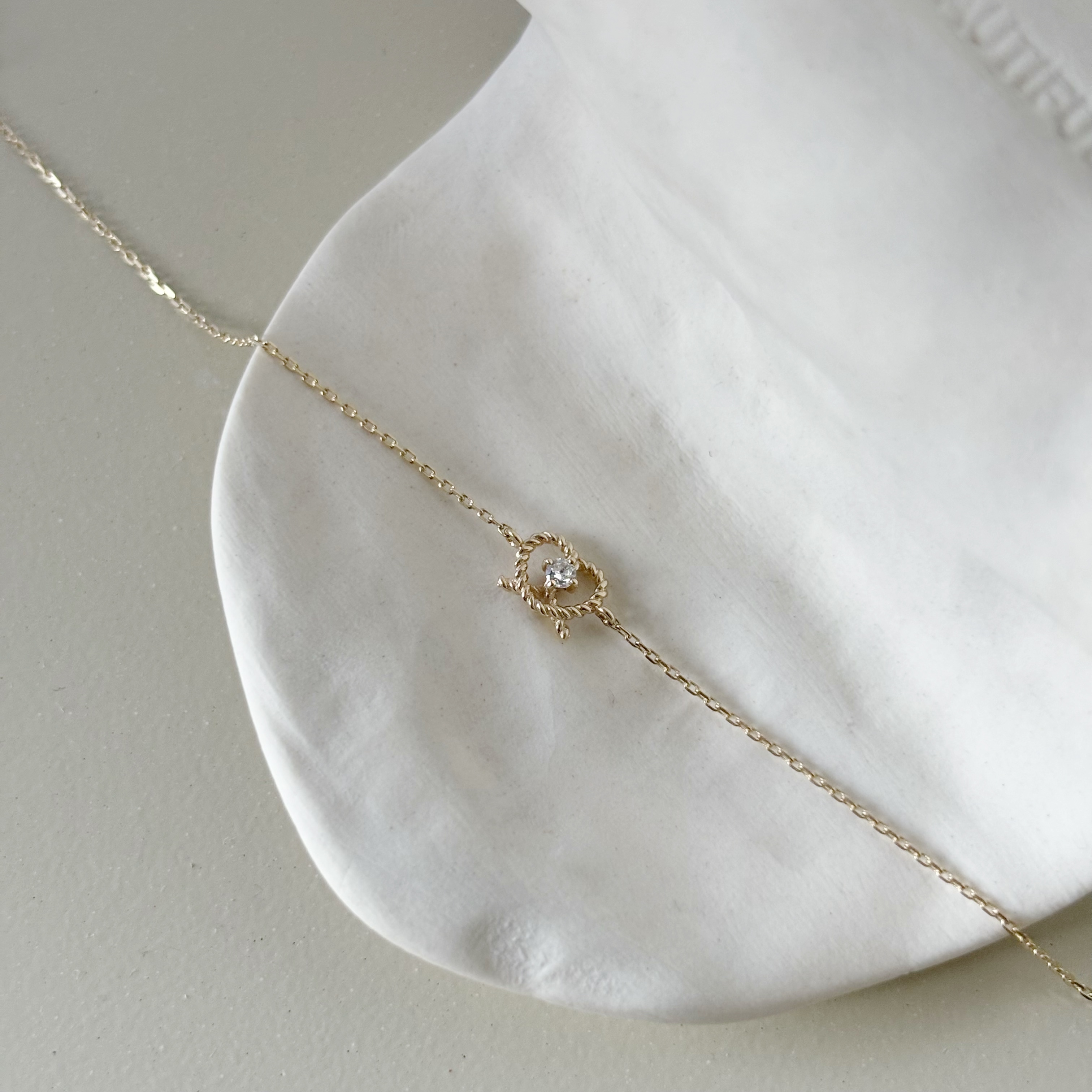 14K Pretzel白鑽手鍊