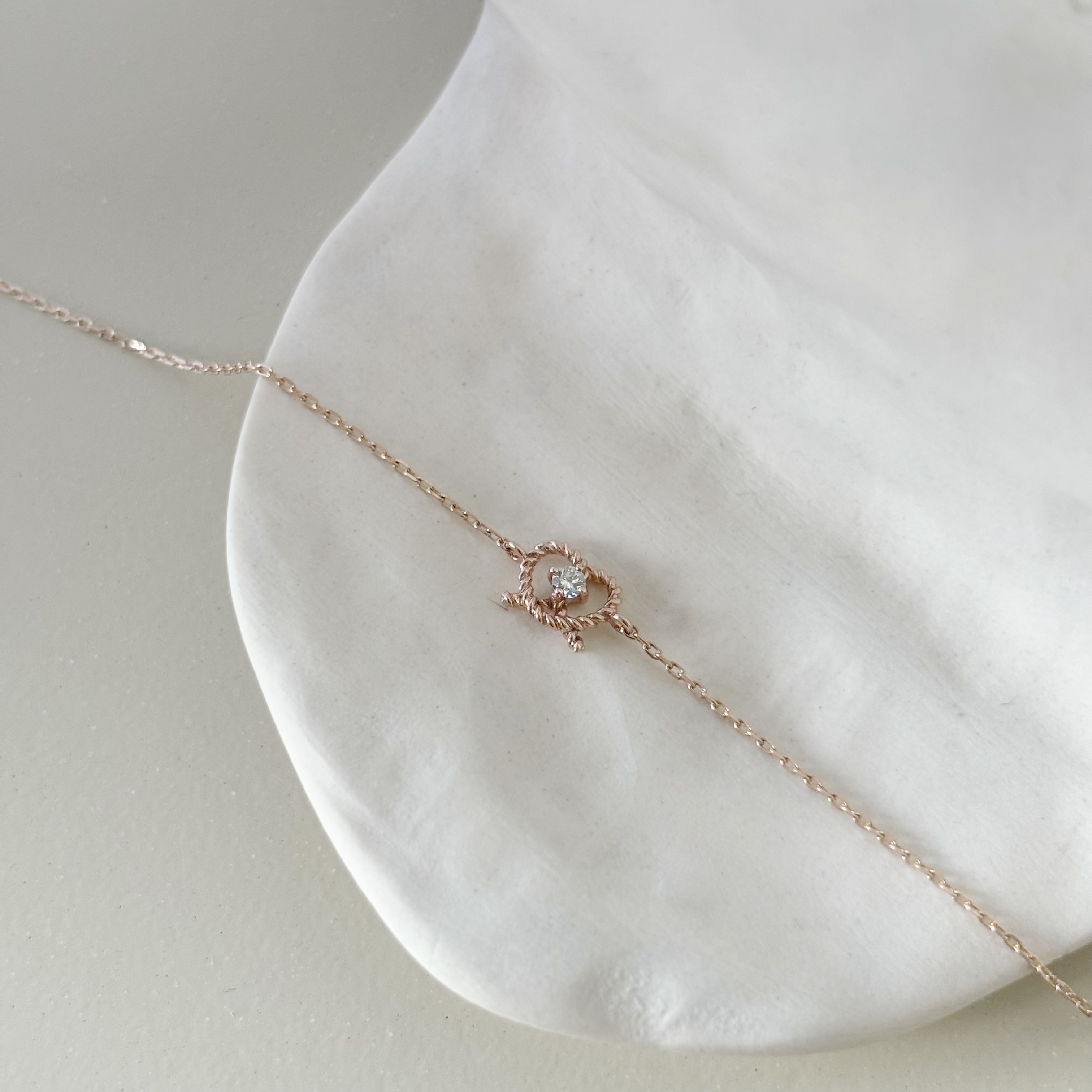 14K Pretzel白鑽手鍊