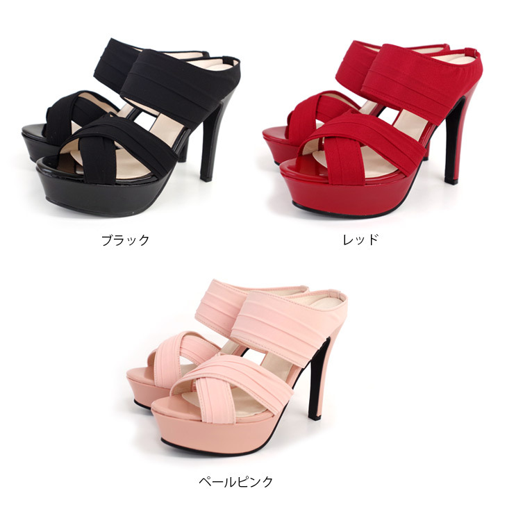 尾牙必備 交叉雪紡穆勒高跟鞋 【SH383】