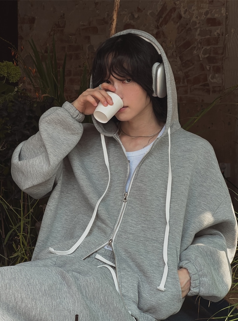 氯丁橡膠半短連帽拉鍊外套