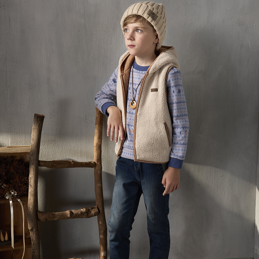 PIPPY 可愛恐龍圖騰印花圓領長袖上衣 藍