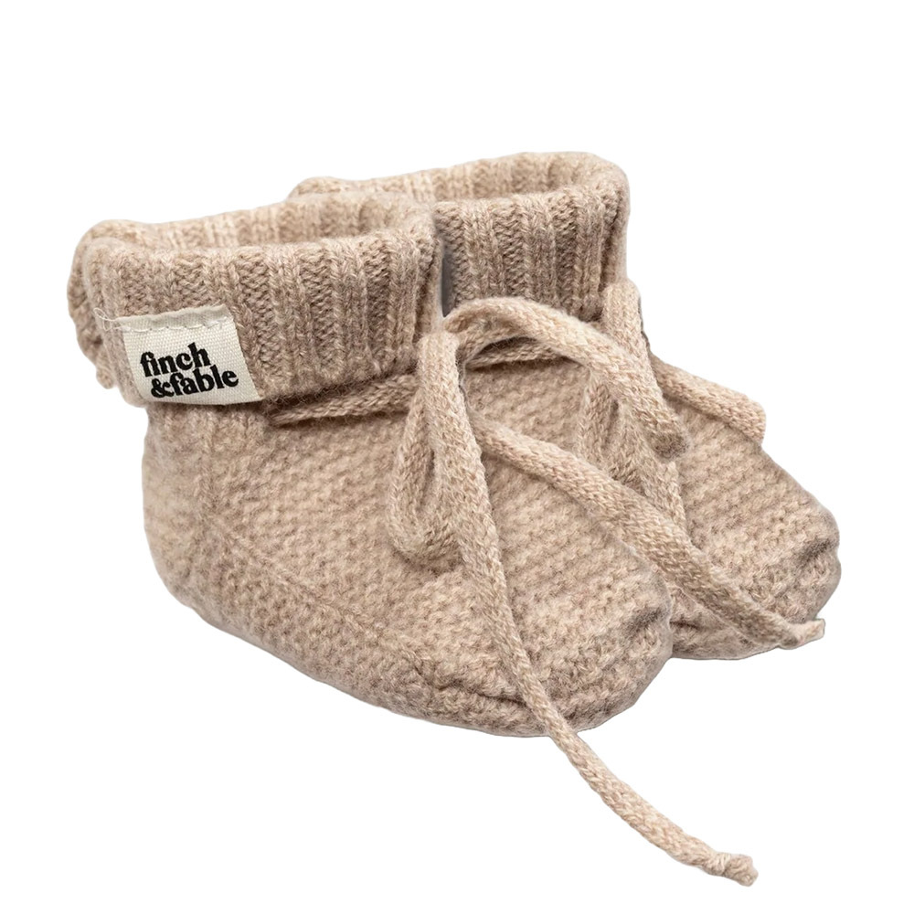 荷蘭Finch & Fable 羊毛針織嬰兒襪-Oat