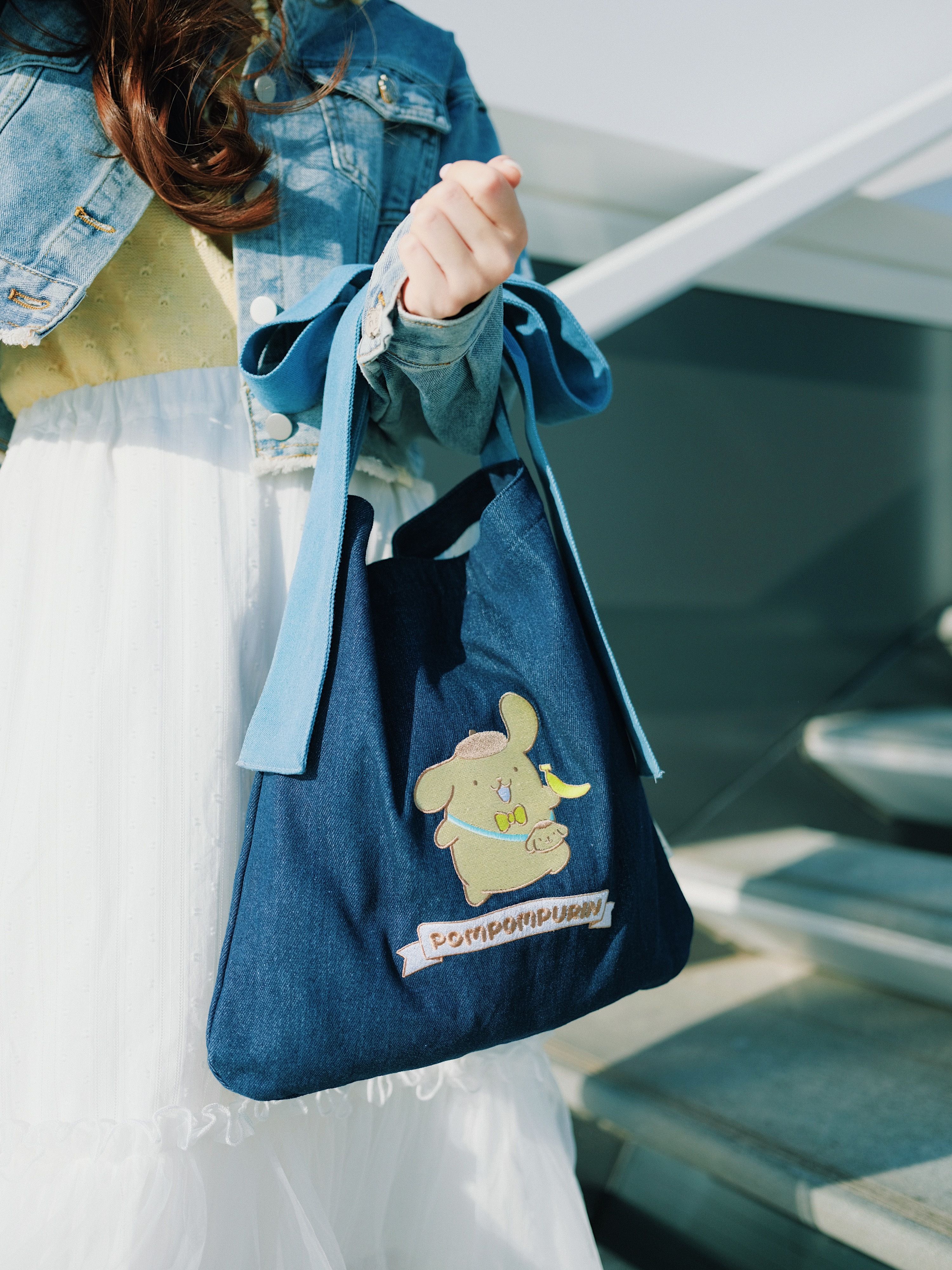 Pompompurin蝴蝶結刺繡帆布袋/ Ribbon Embroidery Bag