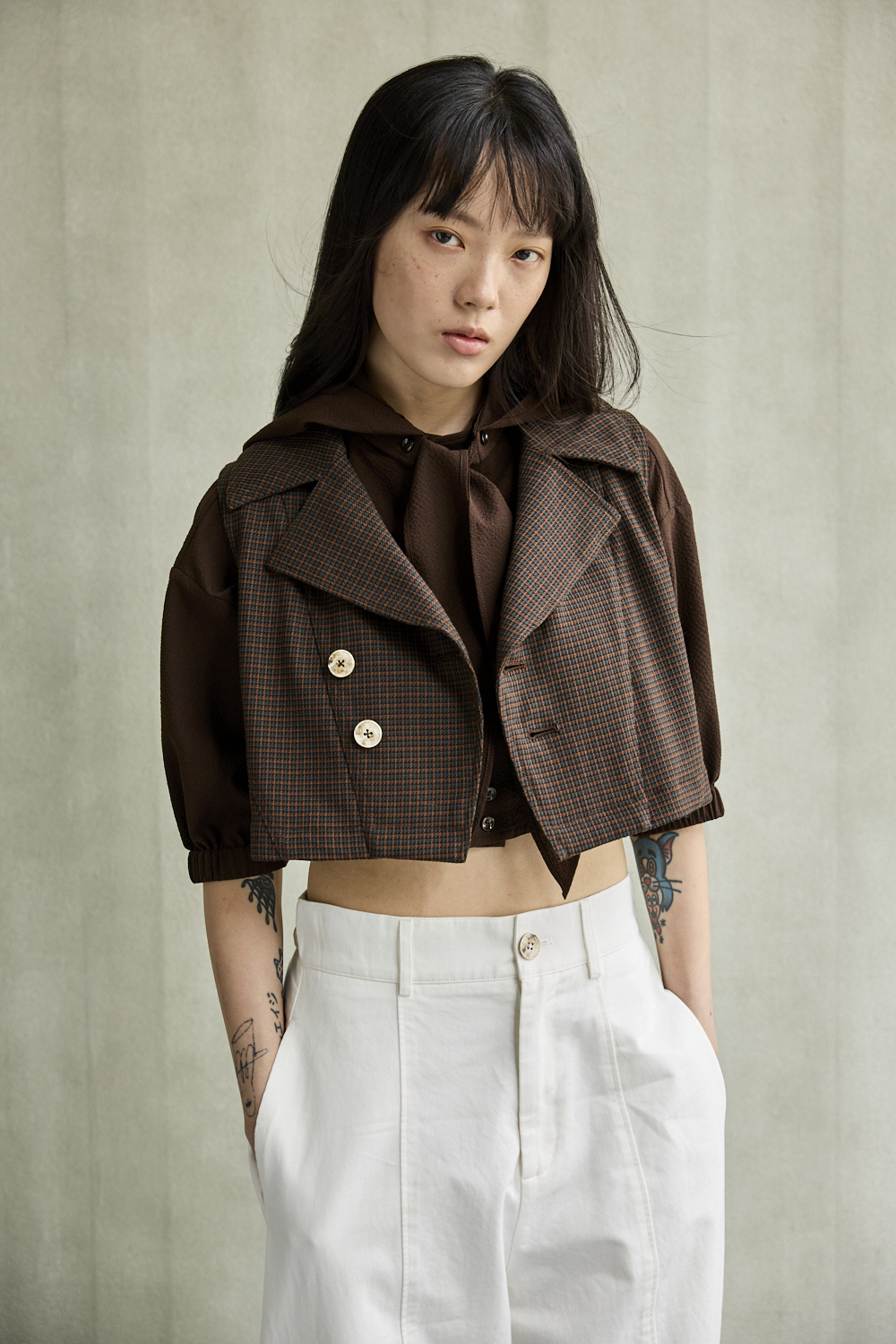 前後不對襯短版背心