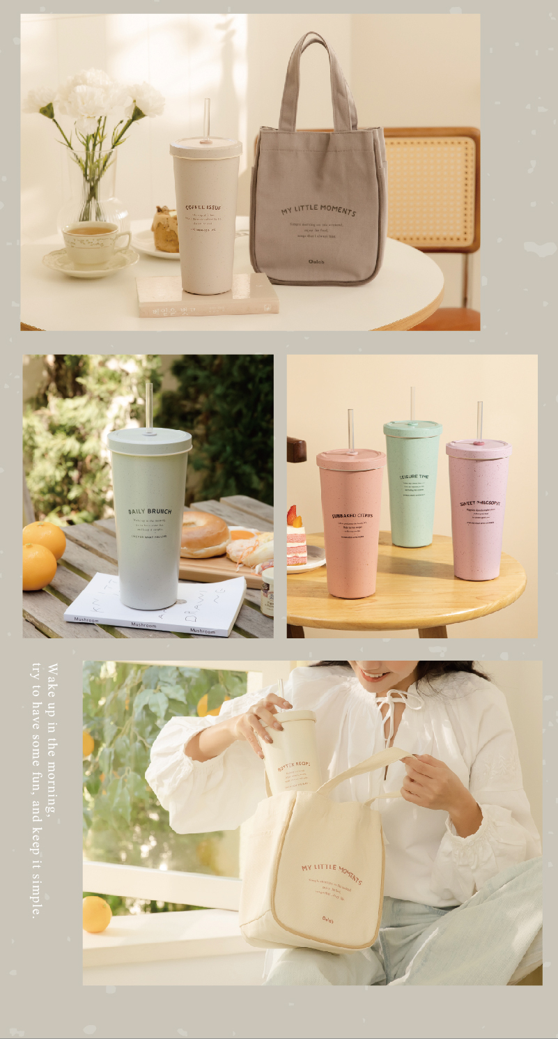 Oolab Hourly Light シリーズ 第 2 世代セラミック イージークリーン レイヤー ストロー カップ 710ml - Good Day - 保温・保冷ボトル - ステンレススチール グレー