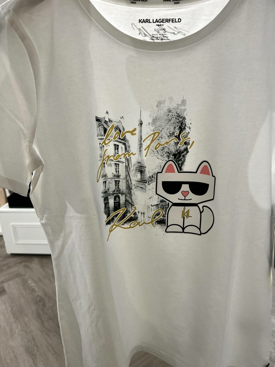 U] KARL LAGERFELD CHOUPETTE IN PARIS TEE,WHITE, L4WHC056-WHT