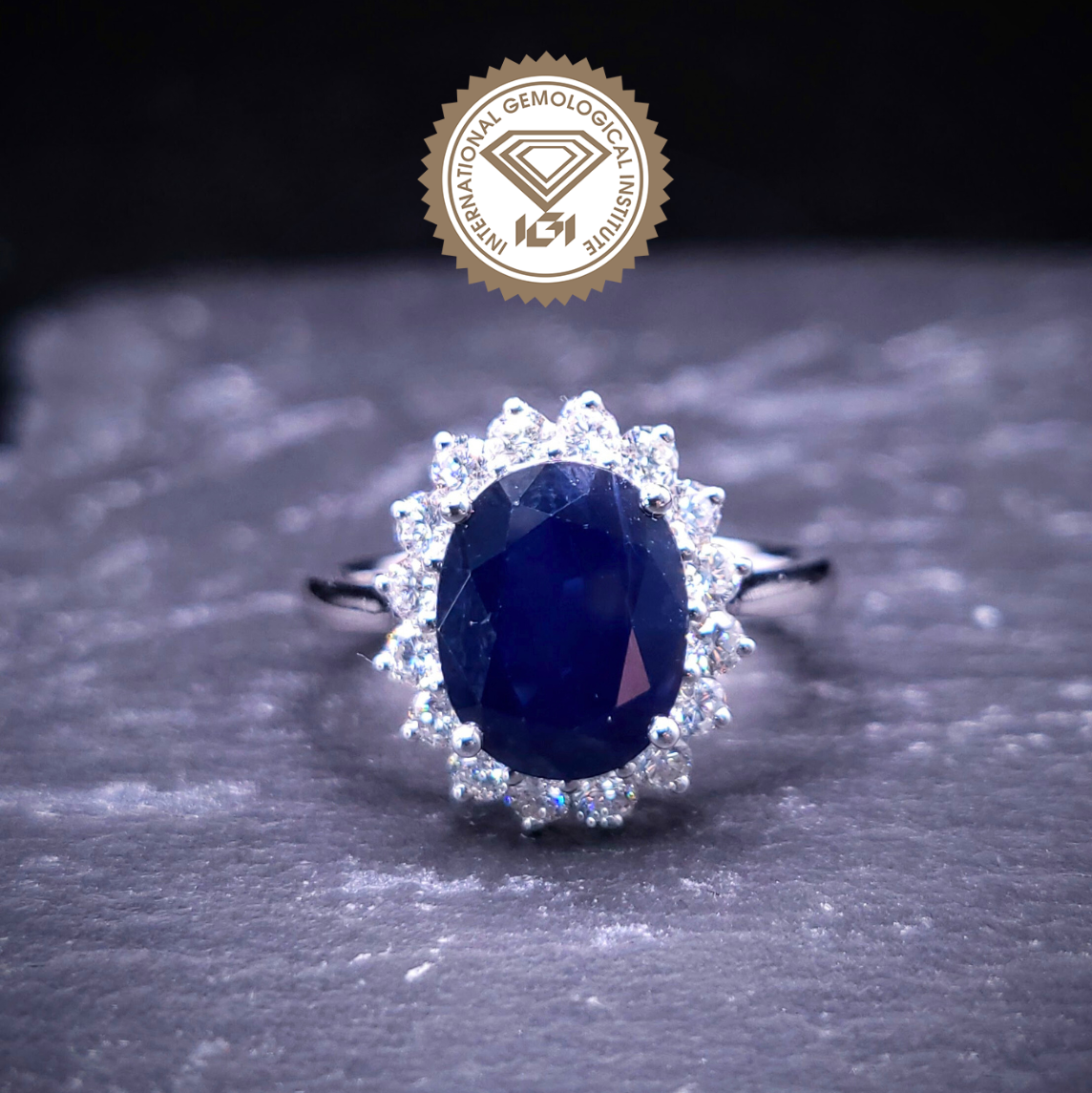 18K White Gold 2.90ct Sapphire and Diamond Ring