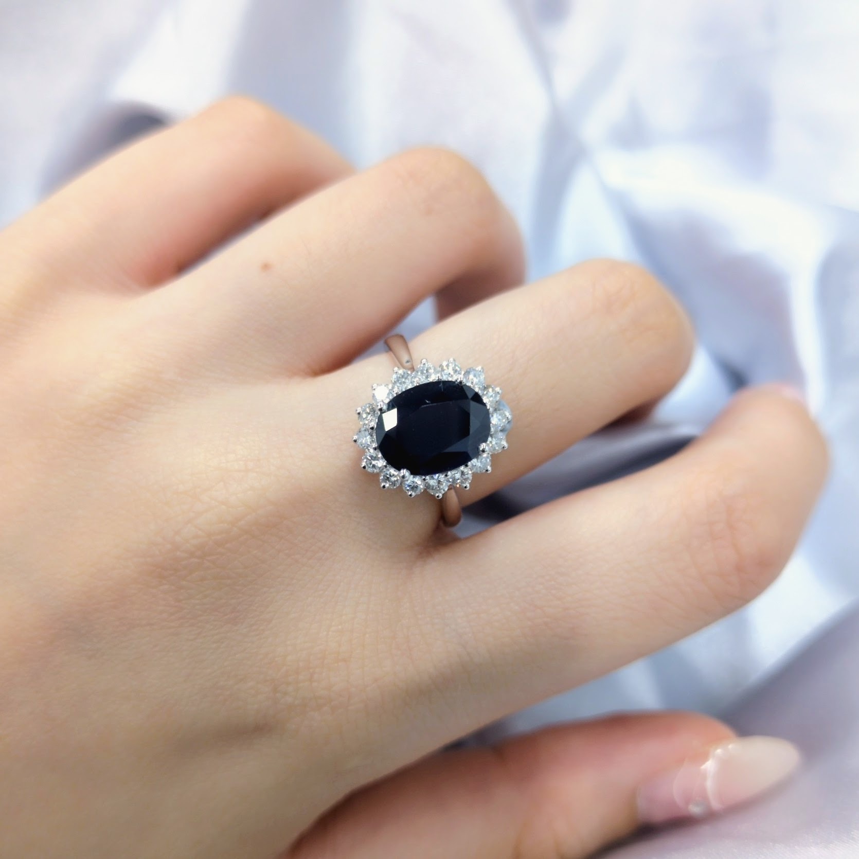 18K White Gold 2.90ct Sapphire and Diamond Ring