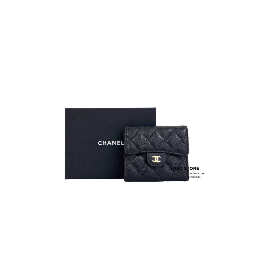 Chanel Rhombic Cowhide Leather Wallet - Black / Ghw
