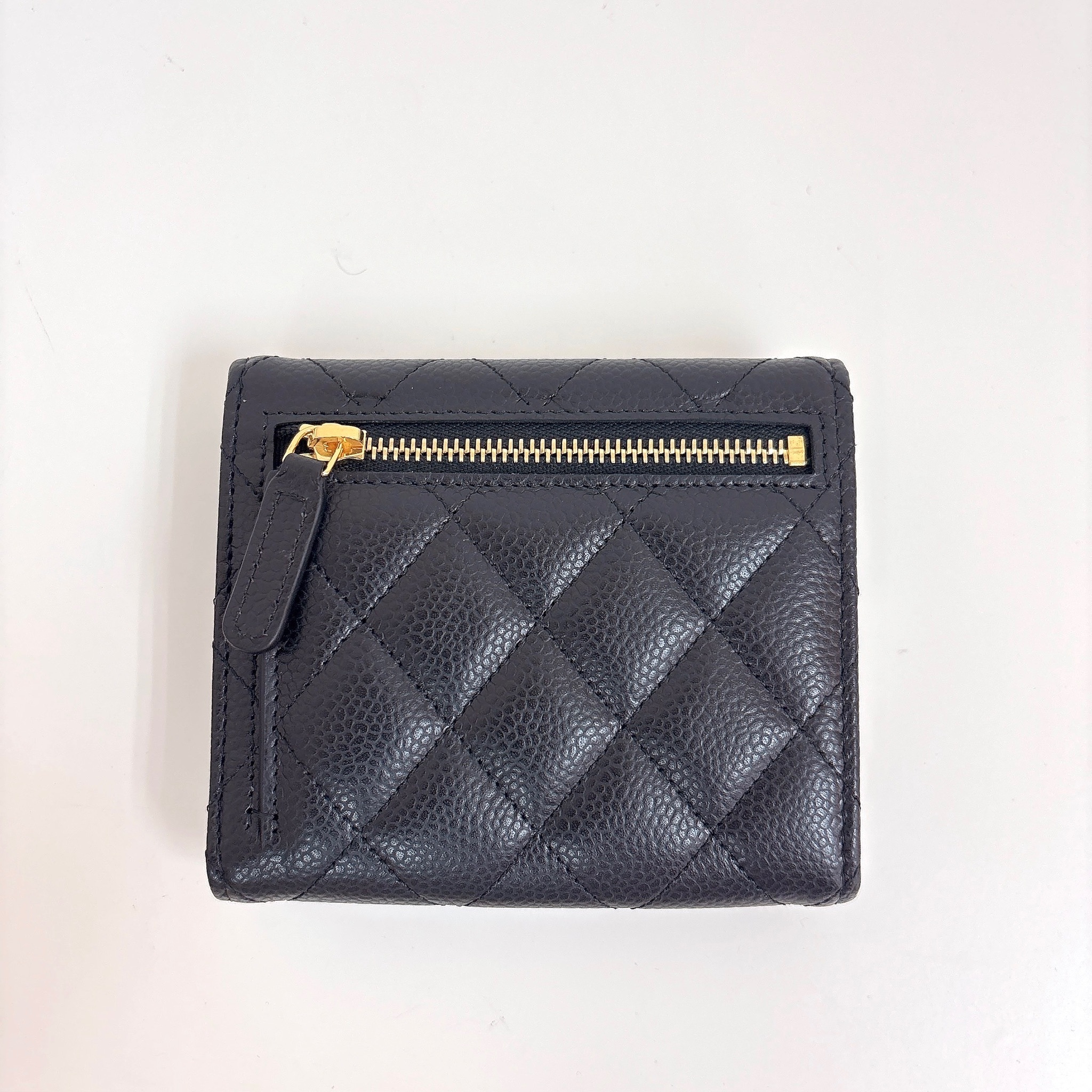 Chanel Rhombic Cowhide Leather Wallet - Black / Ghw