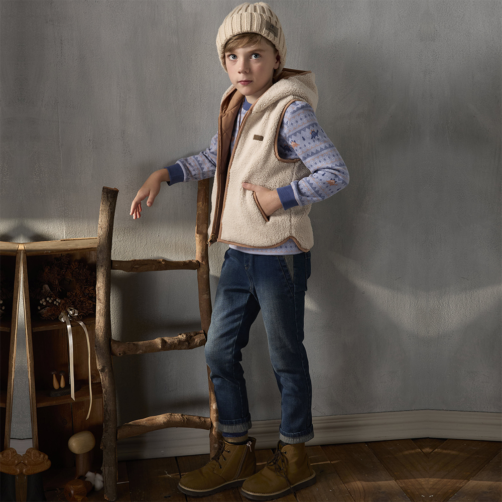 PIPPY休閒款棉質彈性牛仔長褲 藍 (中性款)