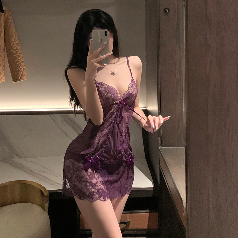 紫色透視誘惑睡裙