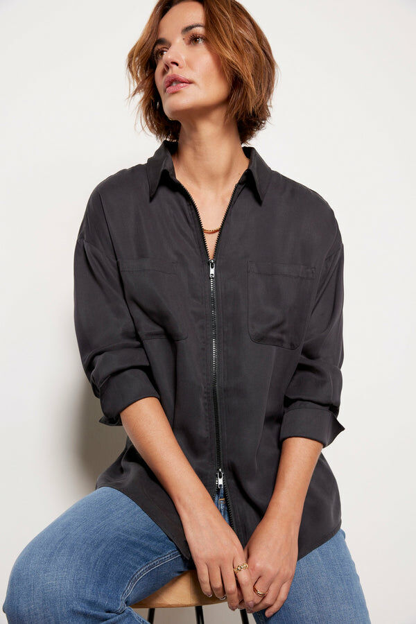 Radar Zip Up Blouse 天絲棉拉鍊襯衫