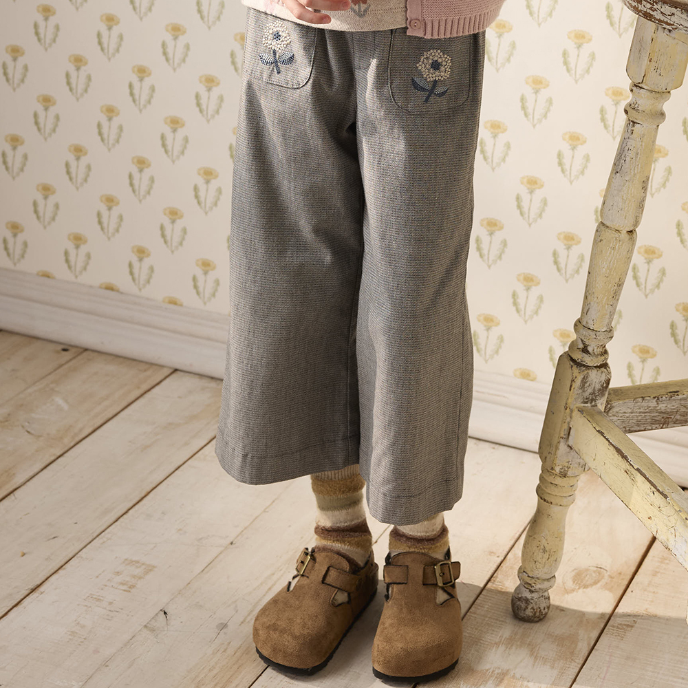 PIPPY 個性優雅舒適寬版7分長褲 灰