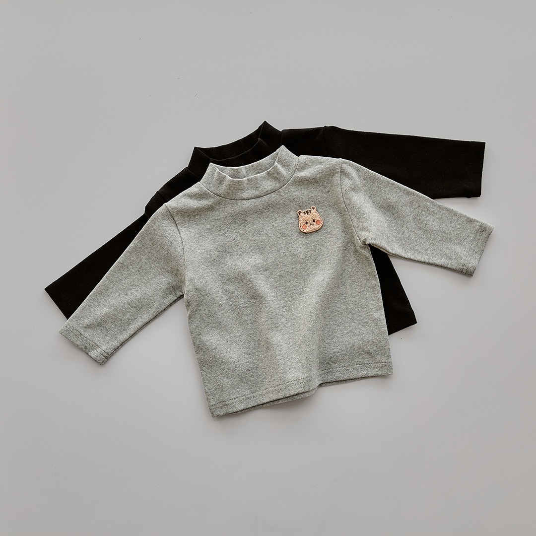 24F/W 暖暖人物彈性半高領打底保溫T恤