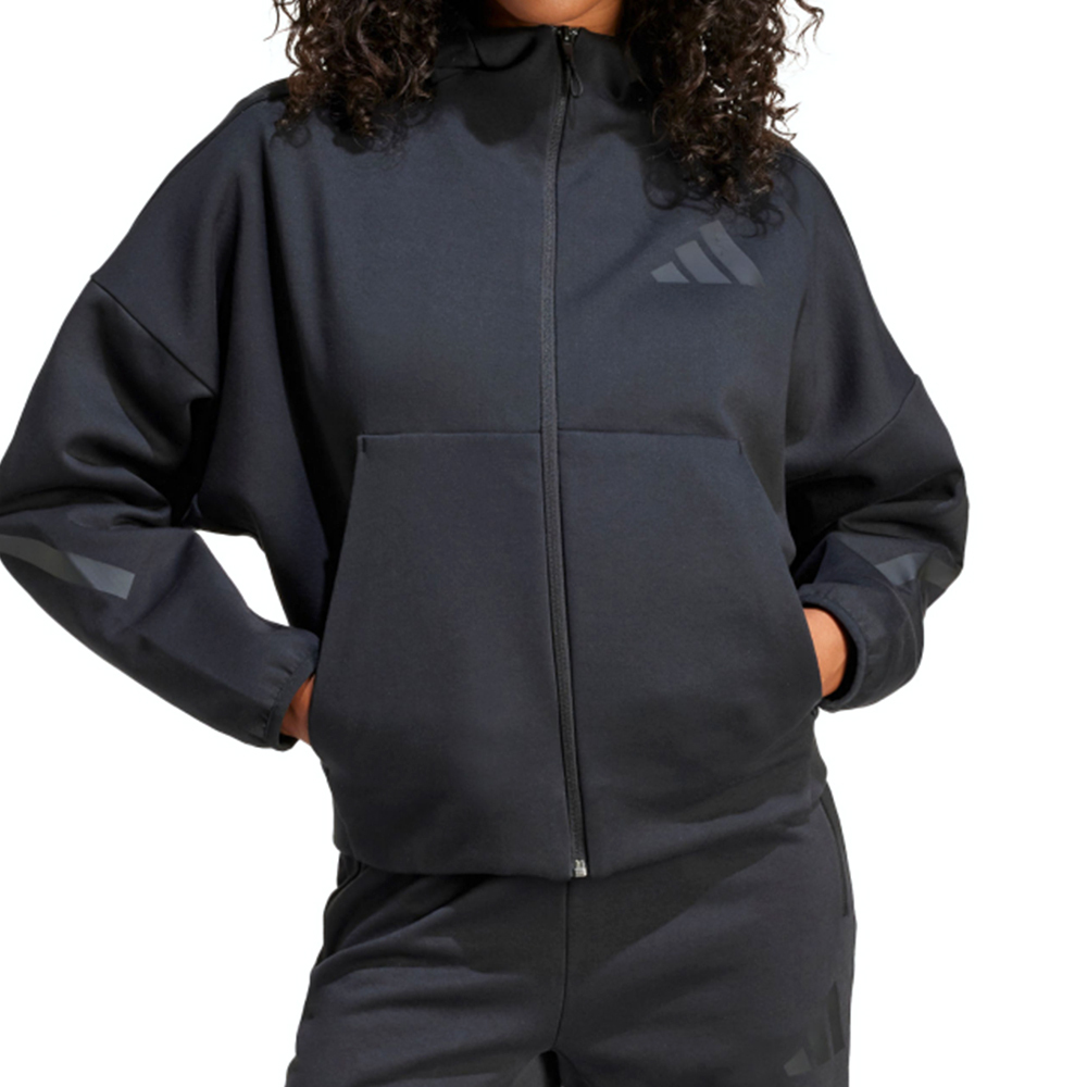 Adidas W Z.N.E. FZ 女款 黑色 愛迪達 運動 長袖 口袋 訓練 休閒 寬鬆 連帽 外套 JE7848