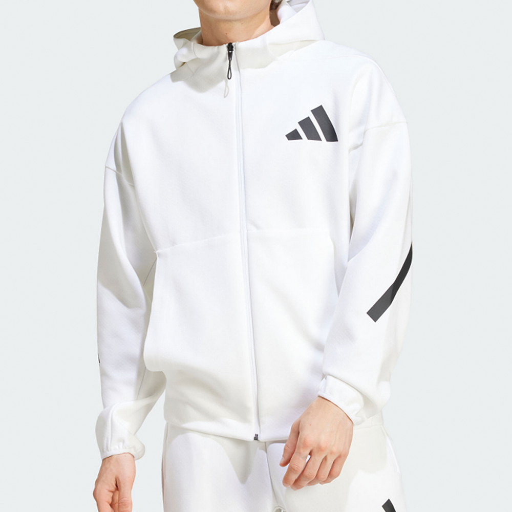 Adidas M Z.N.E. FZ 男款 白色 愛迪達 運動 長袖 口袋 訓練 休閒 寬鬆 連帽 外套 JF2443