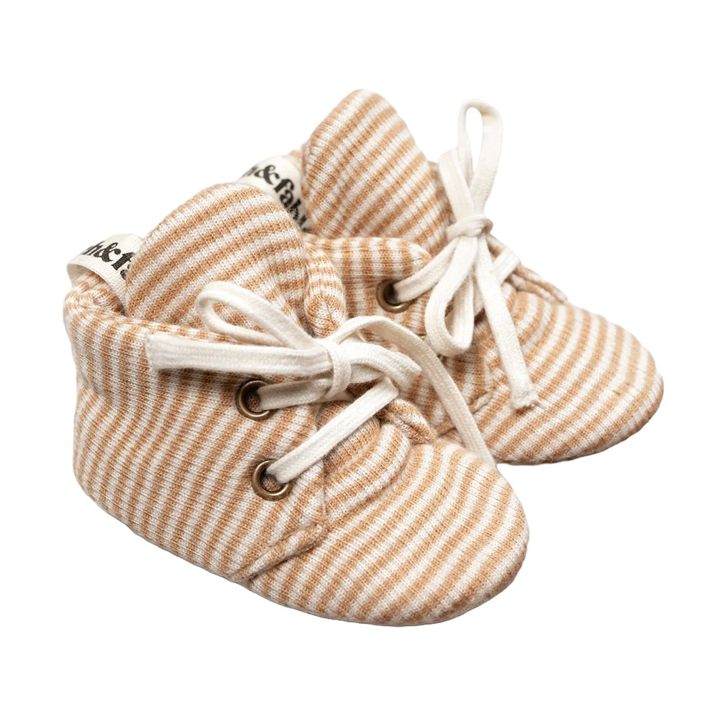 荷蘭Finch & Fable 羊毛羅紋嬰兒鞋-Fawn Stripe