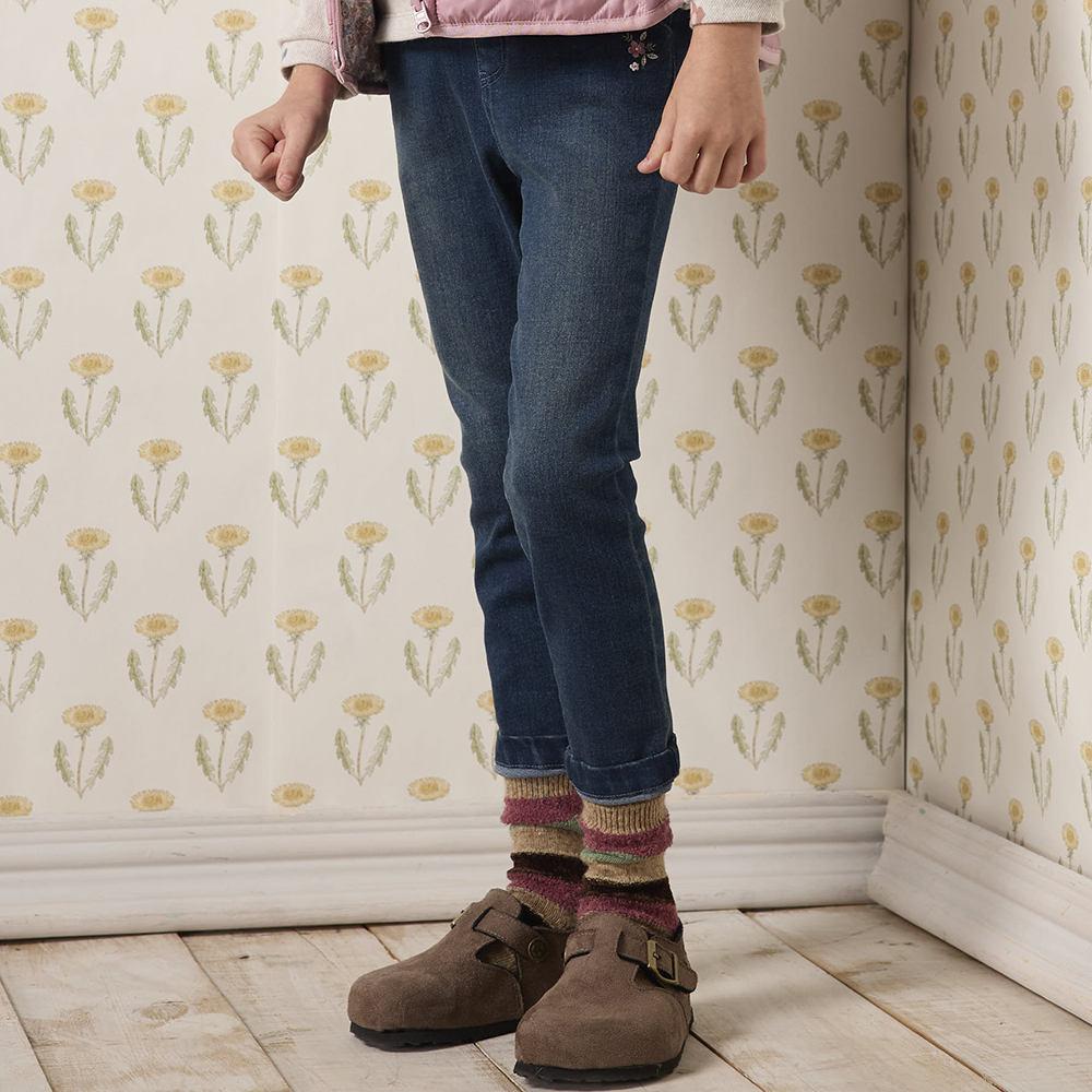 PIPPY 優雅彈力合身牛長褲 藍