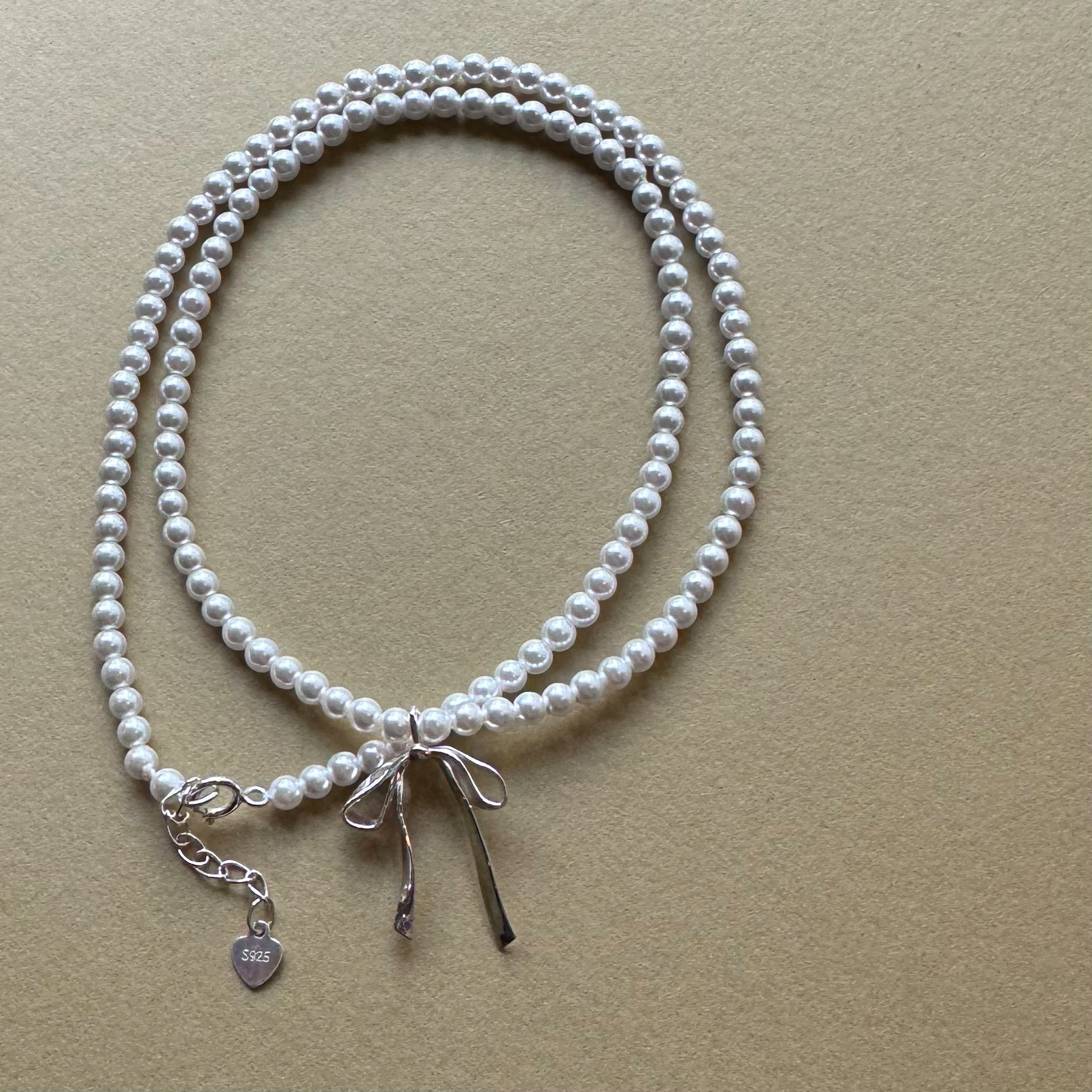 I27珍珠純銀蝴蝶結項鍊