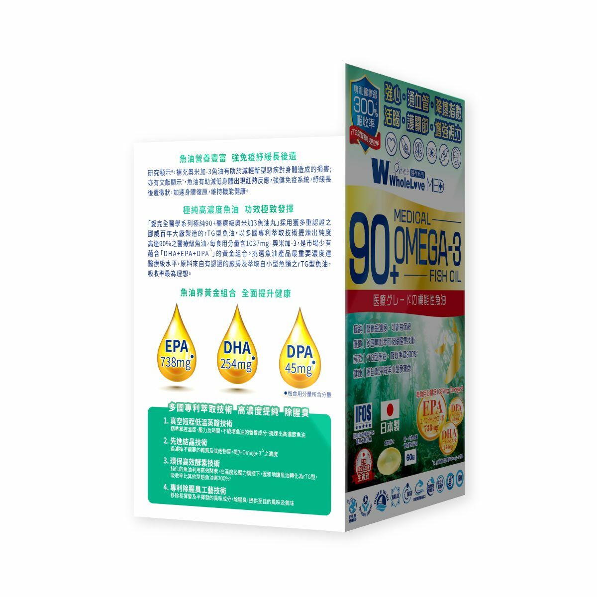 WholeLove Plus - 愛完全醫學系列 極純90+醫療級奧米加3魚油丸 60粒