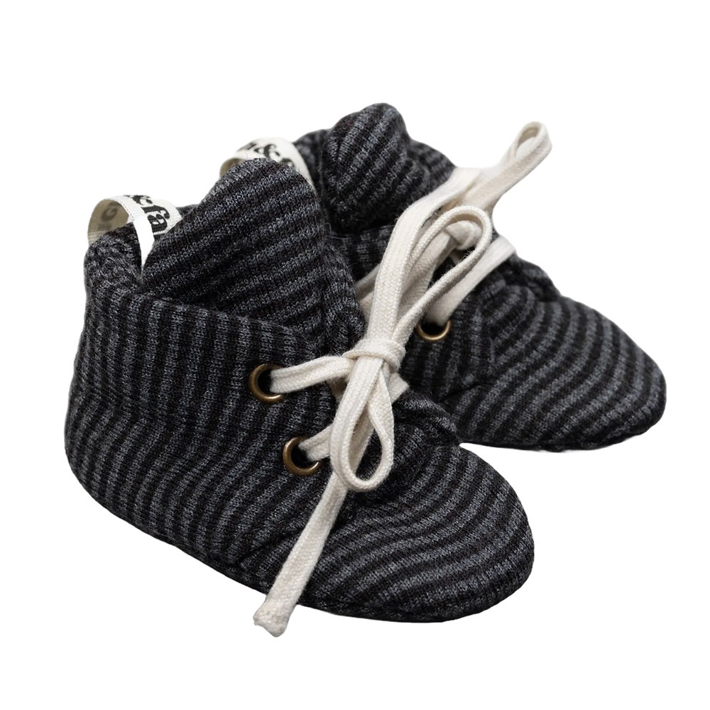 荷蘭Finch & Fable 羊毛羅紋嬰兒鞋-Storm Stripe