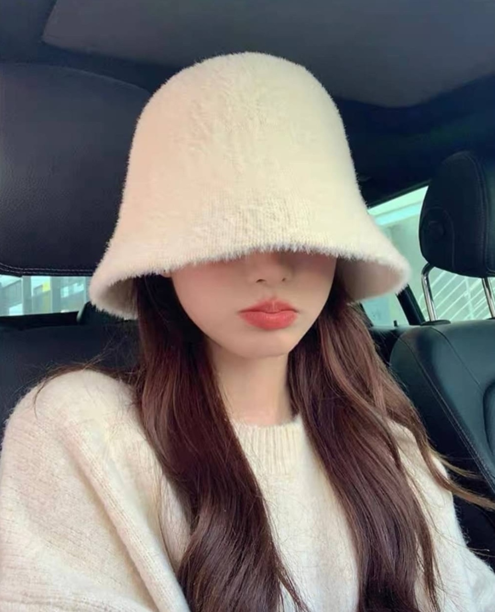 素面水貂毛漁夫帽