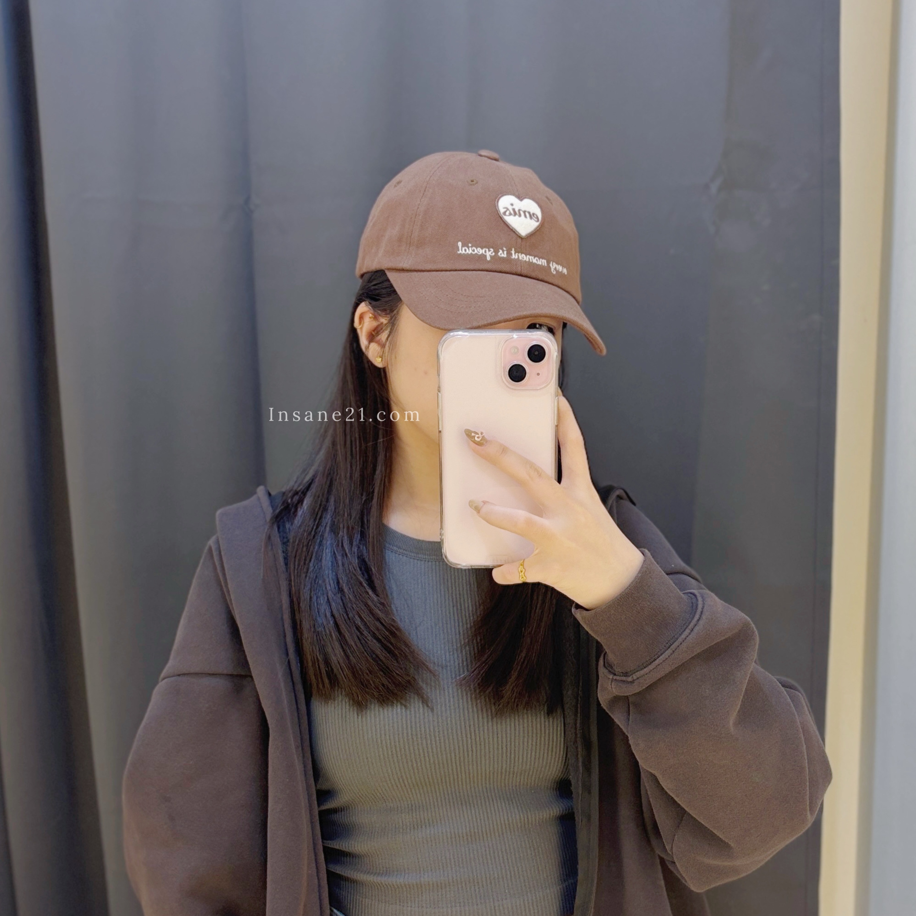 韓國 EMIS  HEART WAPPEN BALL CAP 愛心刺繡老帽 帽子