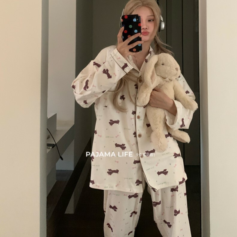 《5150》卡通小狗磨毛居家套裝