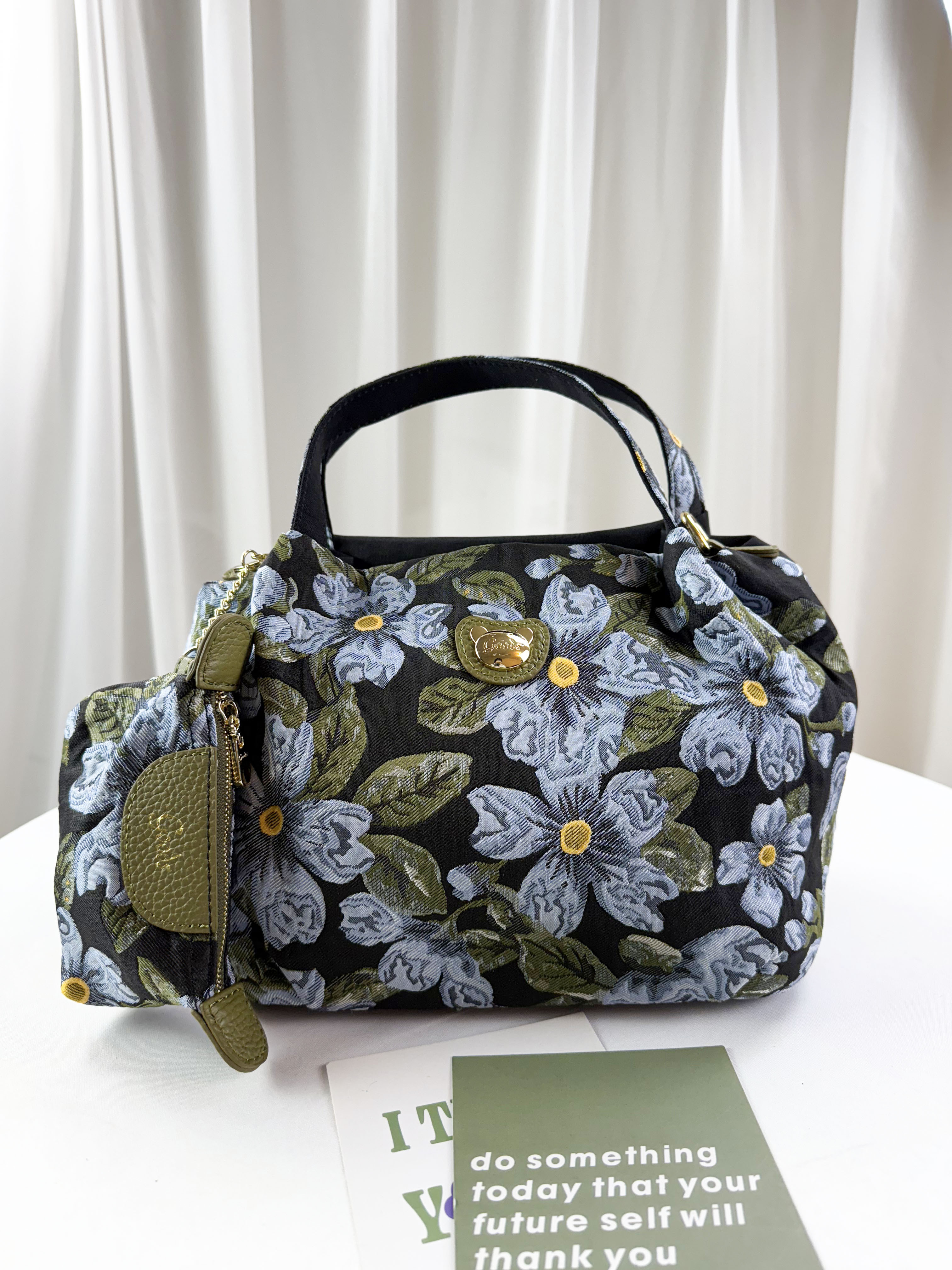 GOODS 提花綠防潑水手提包 / 側背包 附零錢包 #2808