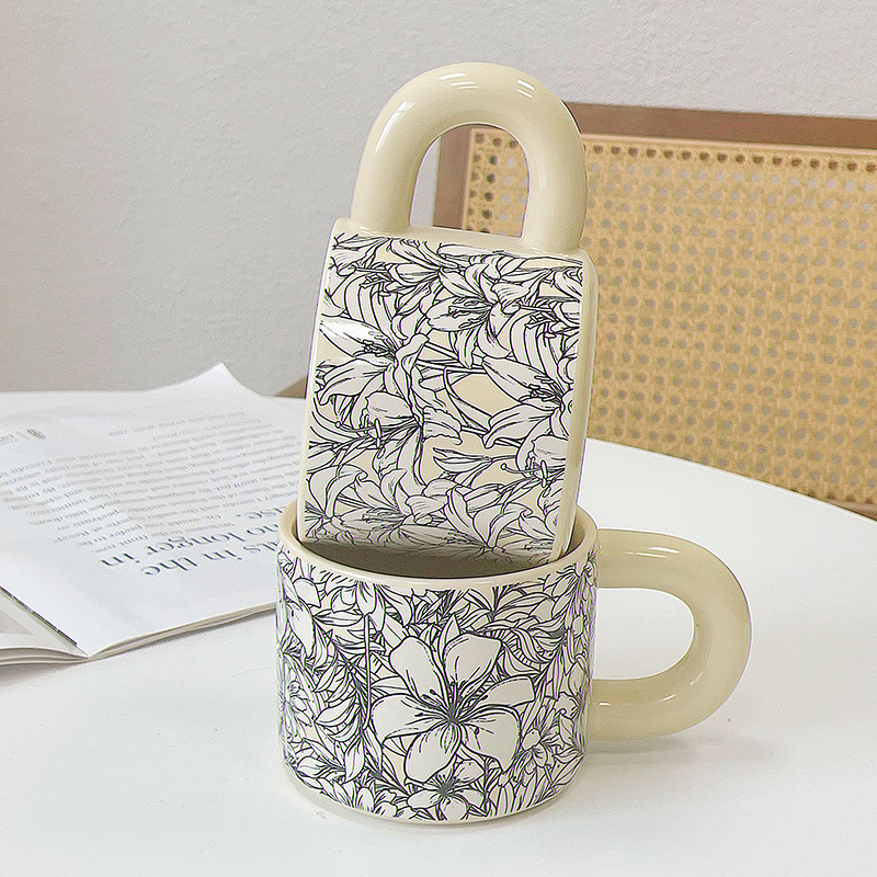 《5152》法式鳶尾花陶瓷馬克杯338ml