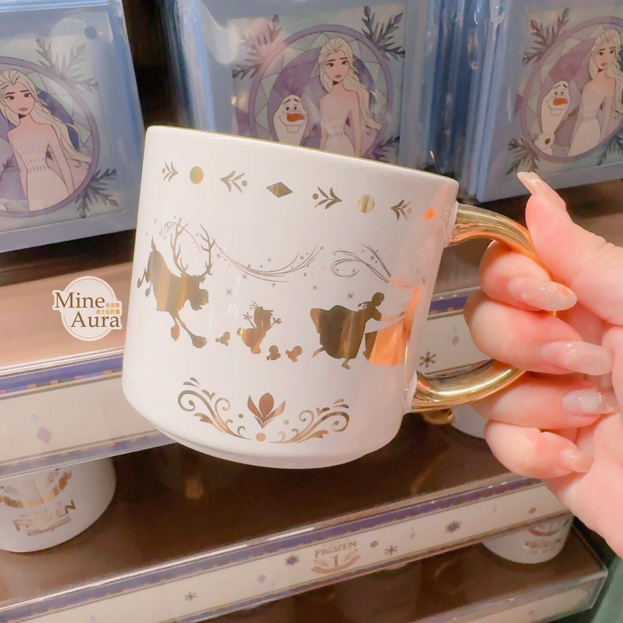 World of Frozen 限定 燙金圖案 陶瓷馬克杯 水杯 冰雪奇緣 Frozen -香港迪士尼樂園