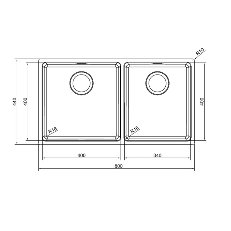 Franke "Felix" FEX 120-40-34 SBR Stainless Steel Kitchen Sink