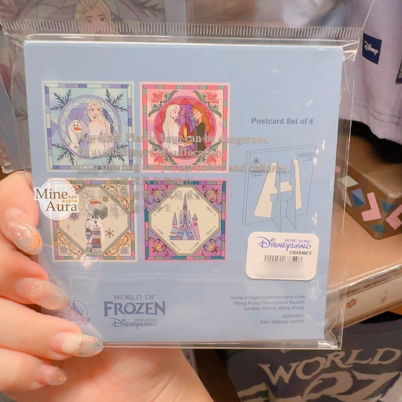 World of Frozen 限定 艾莎 Elsa 雪寶 Olaf 圖案 明信片 4入組 文具用品 冰雪奇緣 Frozen -香港迪士尼樂園