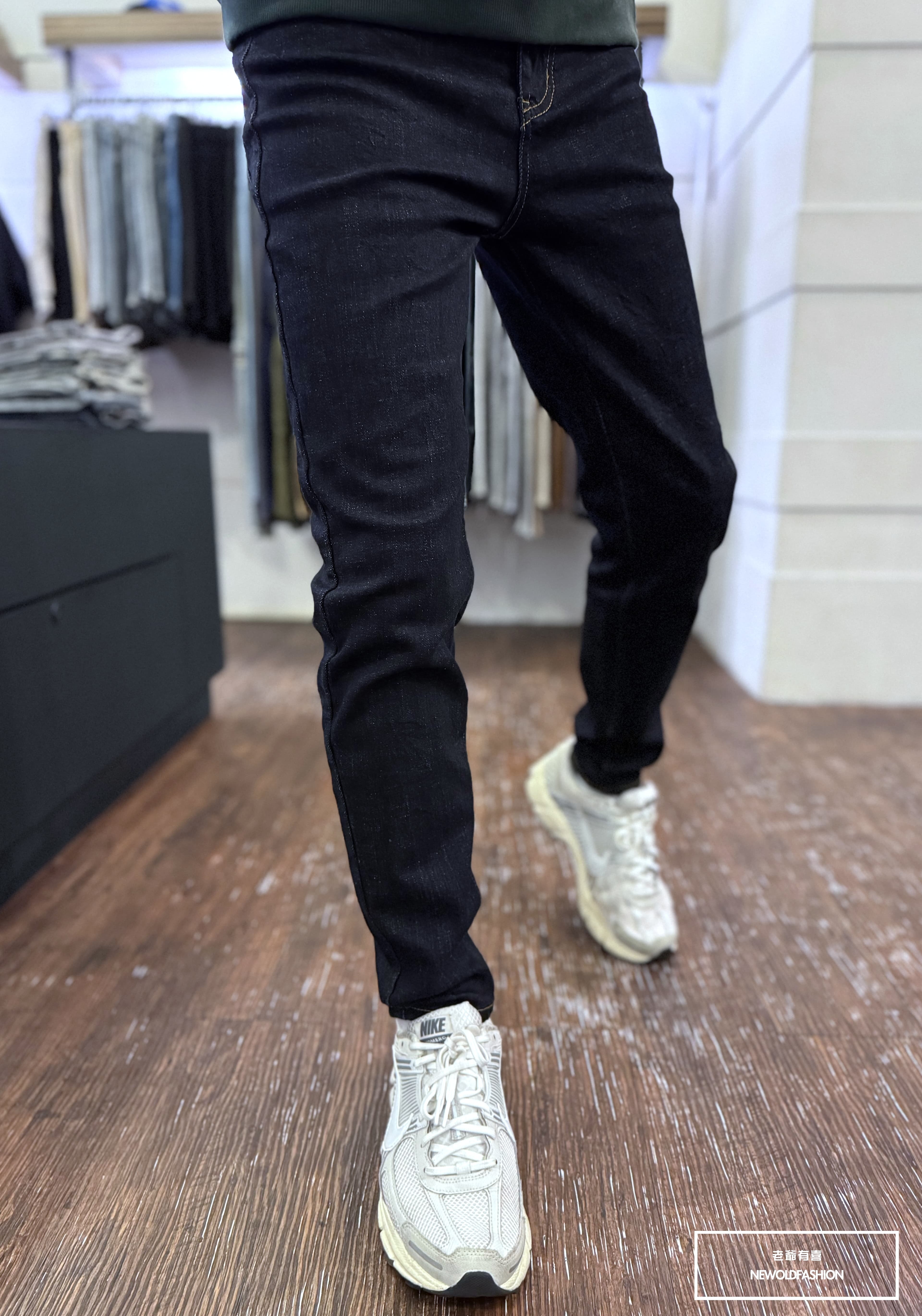 『新品上市』重磅純色單寧素面小直筒褲-深藍(NOF2411L101)