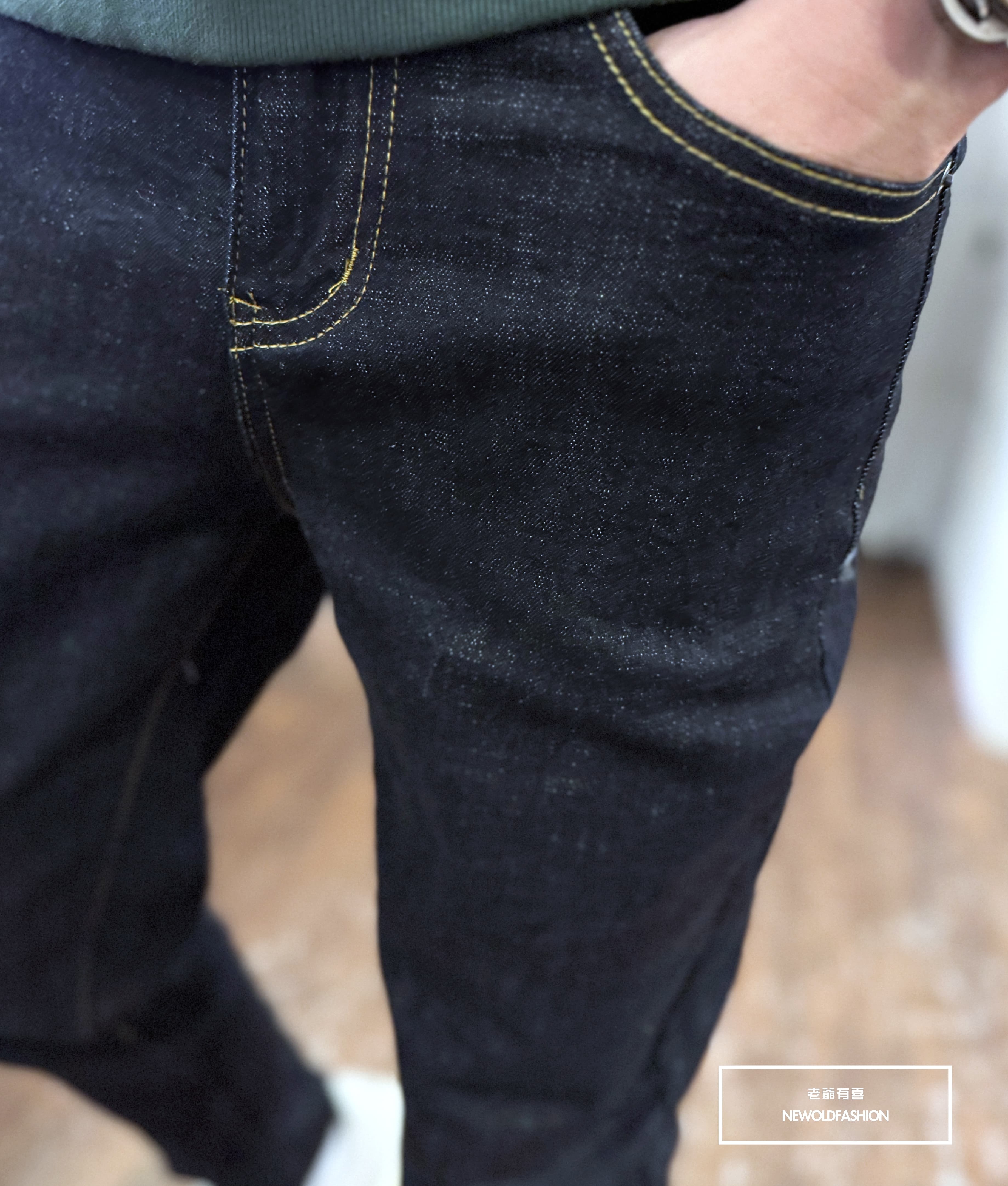 『新品上市』重磅純色單寧素面小直筒褲-深藍(NOF2411L101)