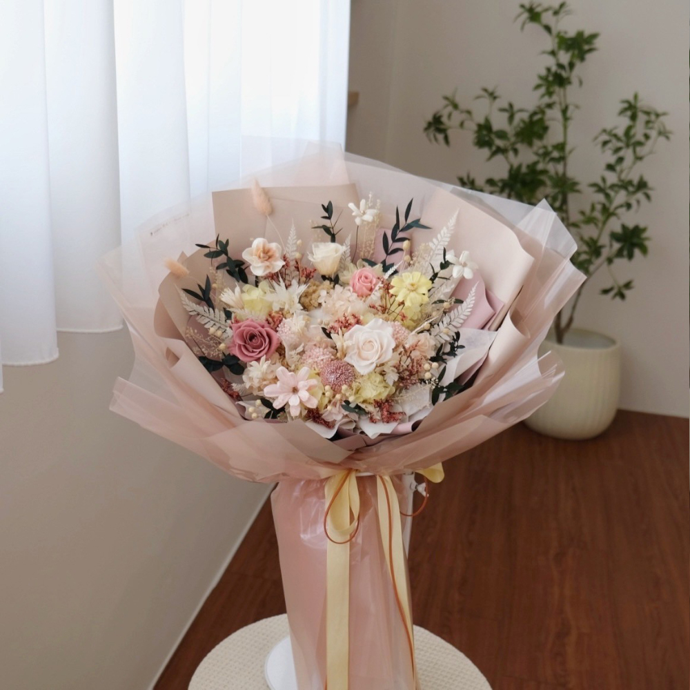 繽紛花園 夏日莓果奶油 永生特大花束