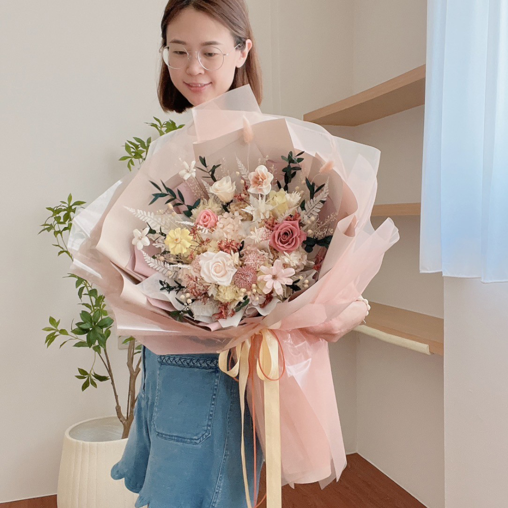 繽紛花園 夏日莓果奶油 永生特大花束