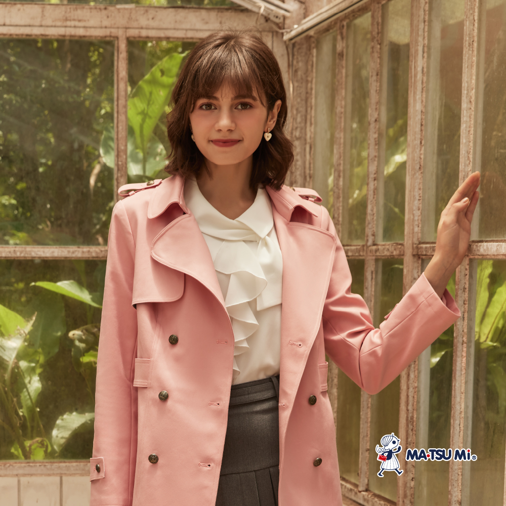 MA‧TSU Mi 優雅不對稱垂墜領結雪紡上衣(白.水藍)