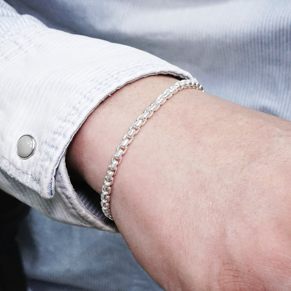 寬版威尼斯手鍊 圓潤版 925純銀手鍊 男生手鍊 女生手鍊
