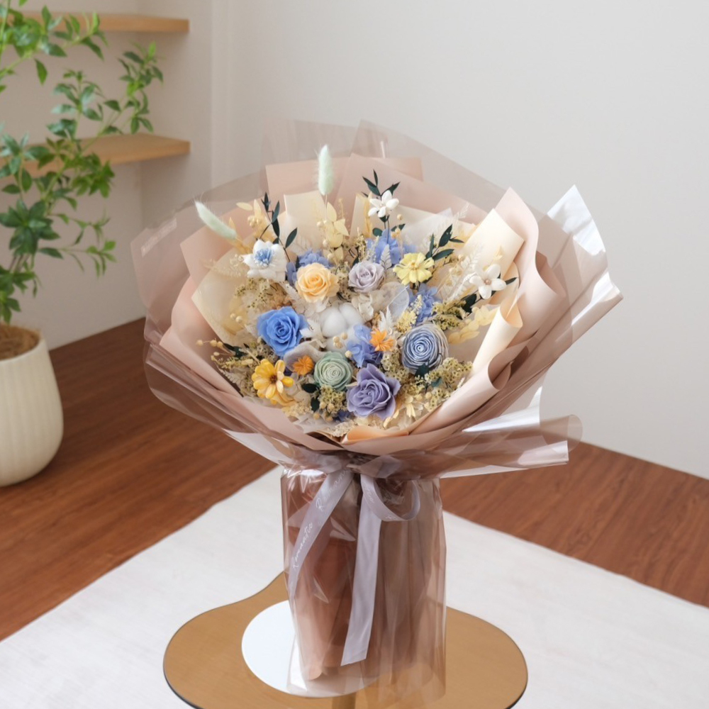 繽紛花園 落日映海 永生特大花束