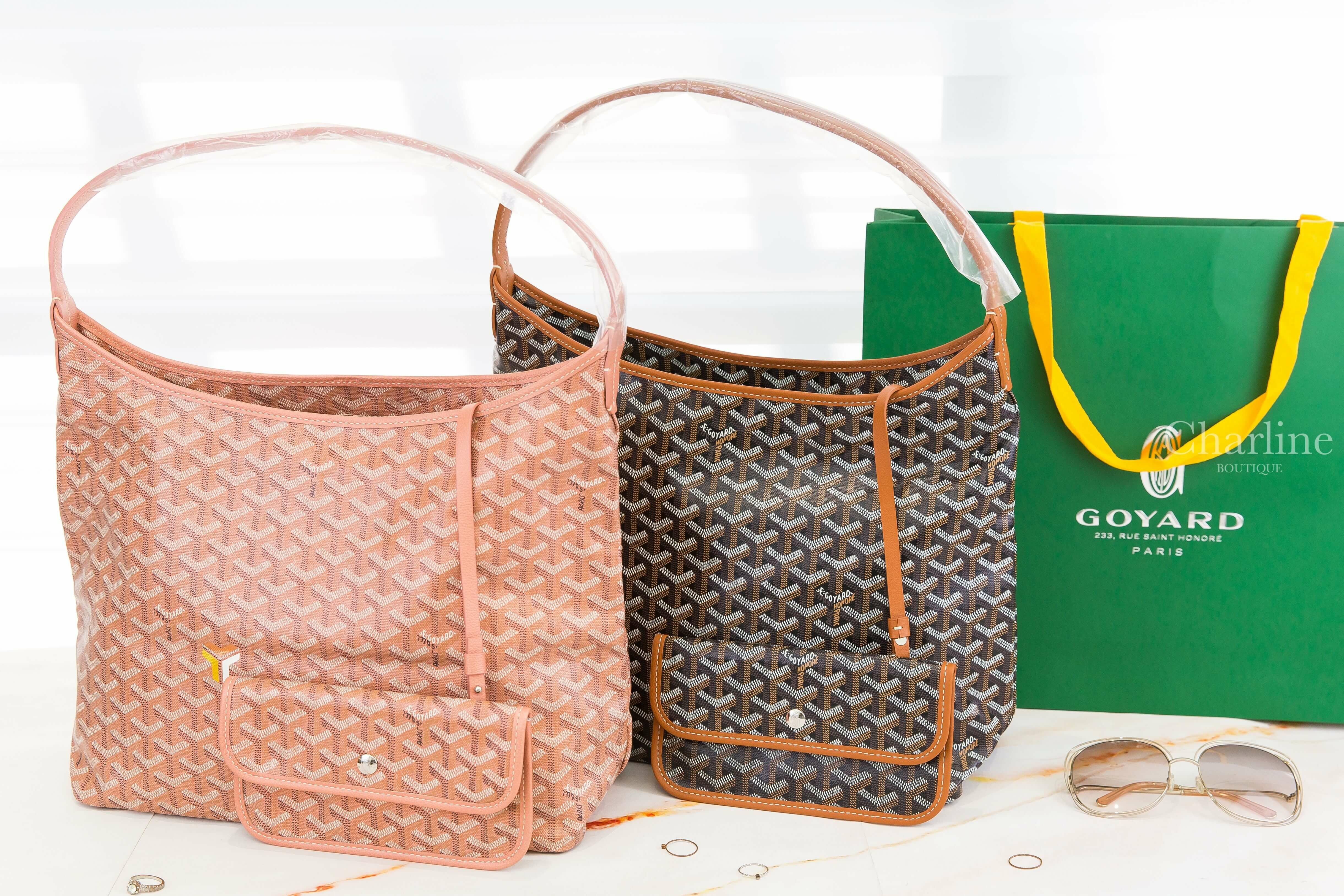 Goyard Bohème Hobo Bag 黑色拼咖啡色滾邊帆布小牛皮手提肩背包,Goyard Bohème Hobo Bag 2024 限定色珠光粉帆布小牛皮同色手提肩背包-Charline Boutique 精品代購