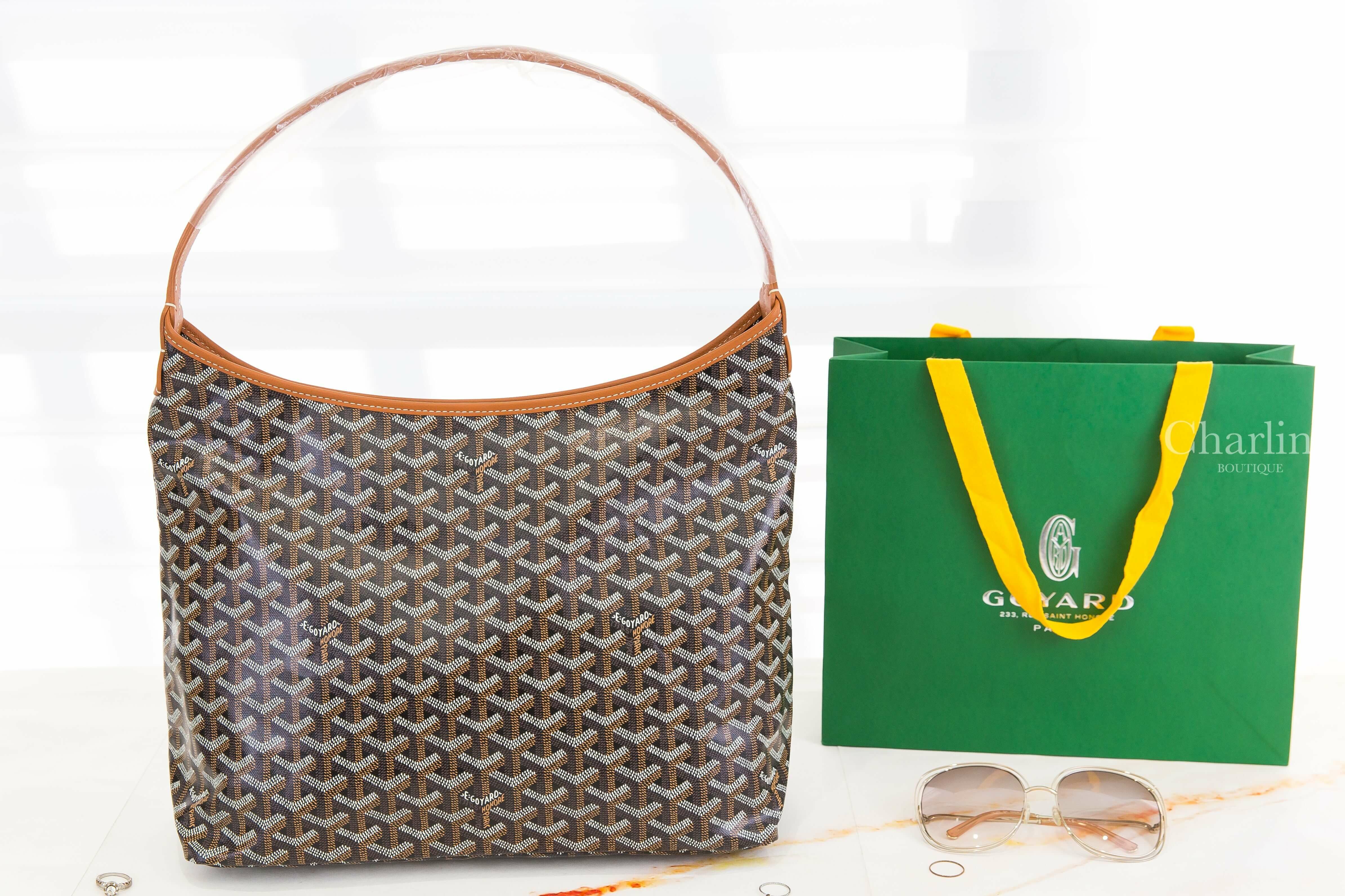 Goyard Bohème Hobo Bag 黑色拼咖啡色滾邊帆布小牛皮手提肩背包-Charline Boutique 精品代購