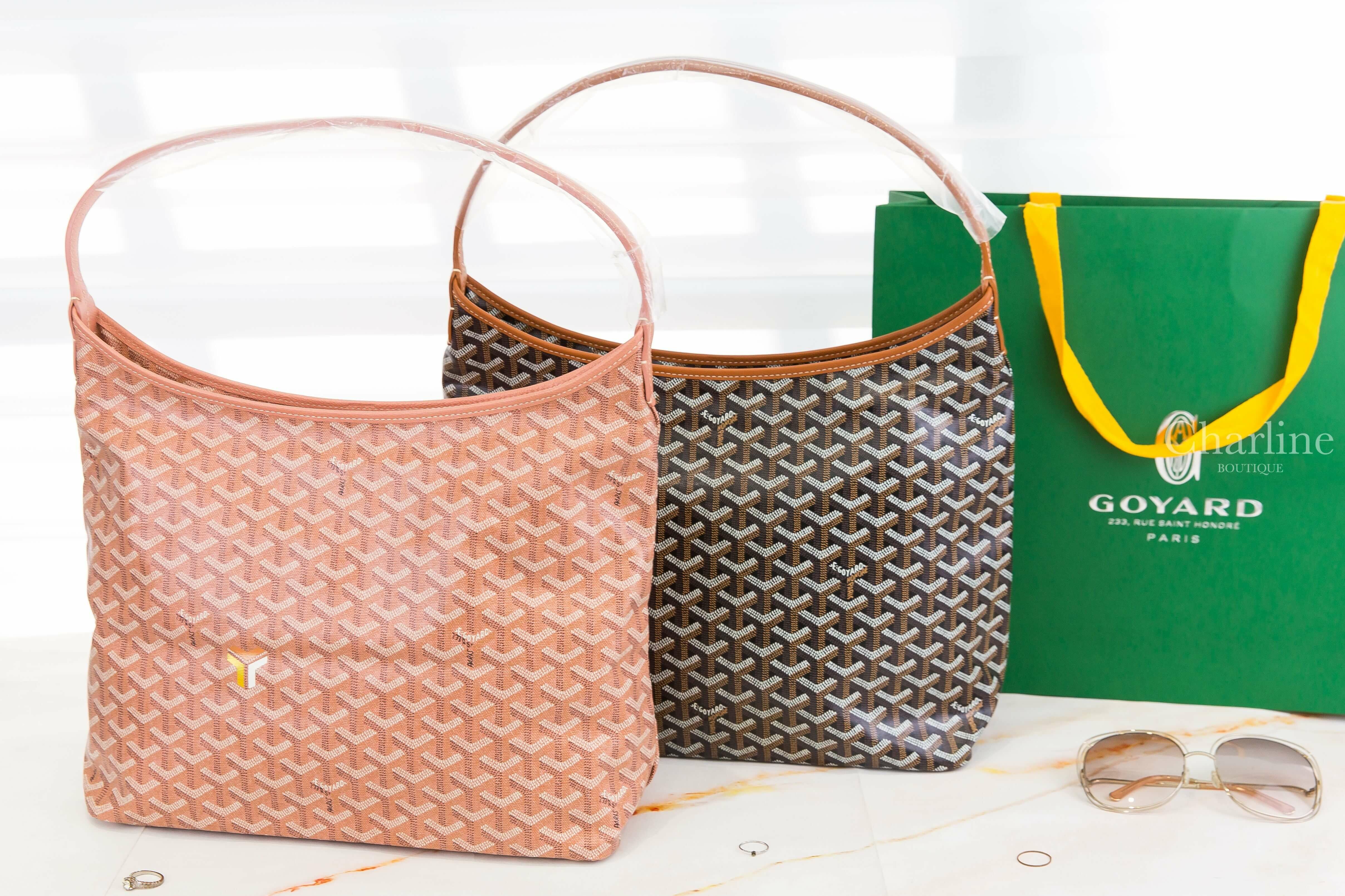Goyard Bohème Hobo Bag 黑色拼咖啡色滾邊帆布小牛皮手提肩背包,Goyard Bohème Hobo Bag 2024 限定色珠光粉帆布小牛皮同色手提肩背包-Charline Boutique 精品代購