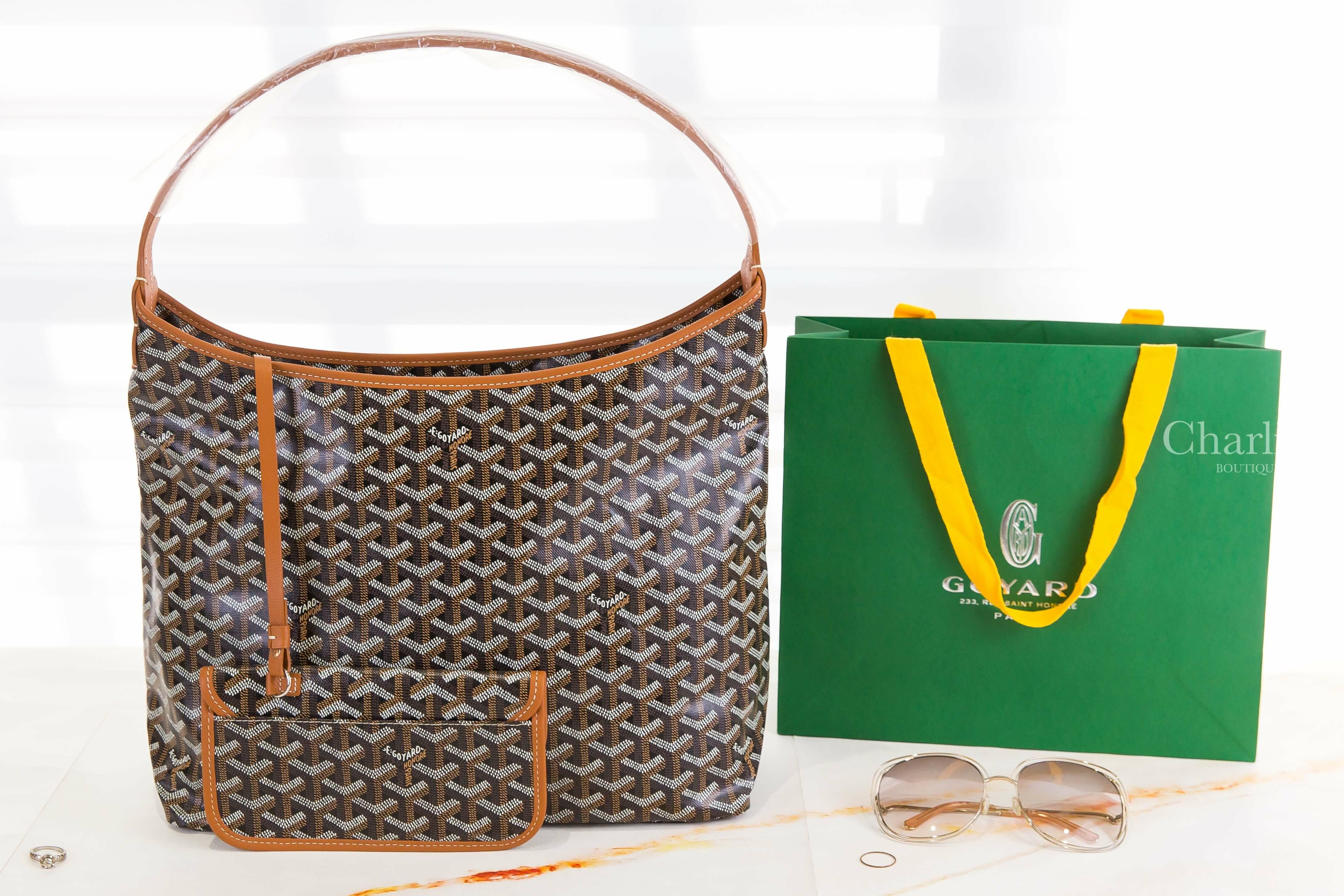 Goyard Bohème Hobo Bag 黑色拼咖啡色滾邊帆布小牛皮手提肩背包-Charline Boutique 精品代購