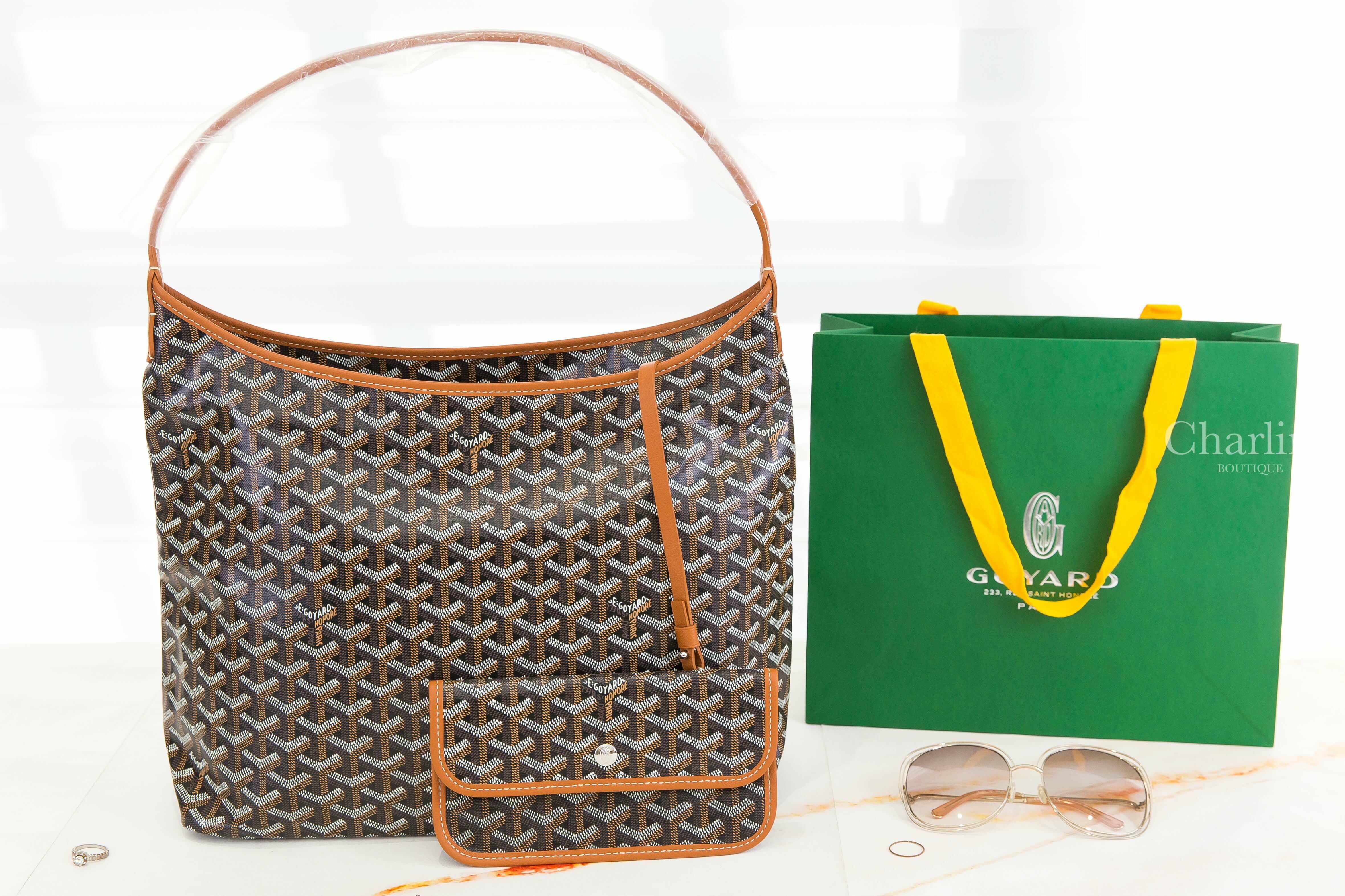Goyard Bohème Hobo Bag 黑色拼咖啡色滾邊帆布小牛皮手提肩背包